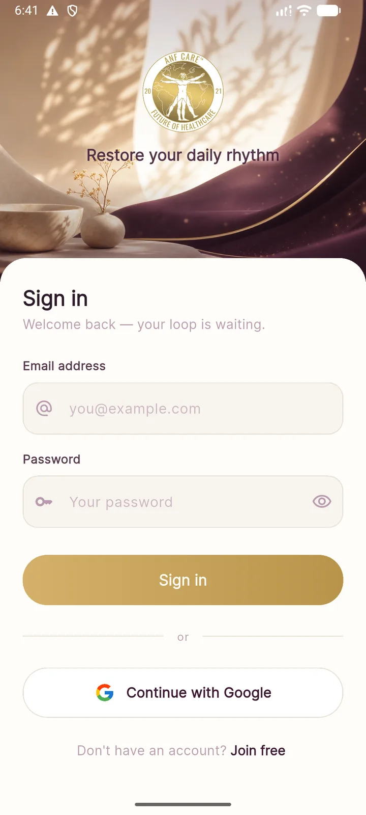 AnfCare screen