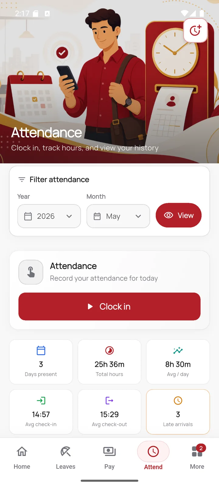 HRMS Mobile screen