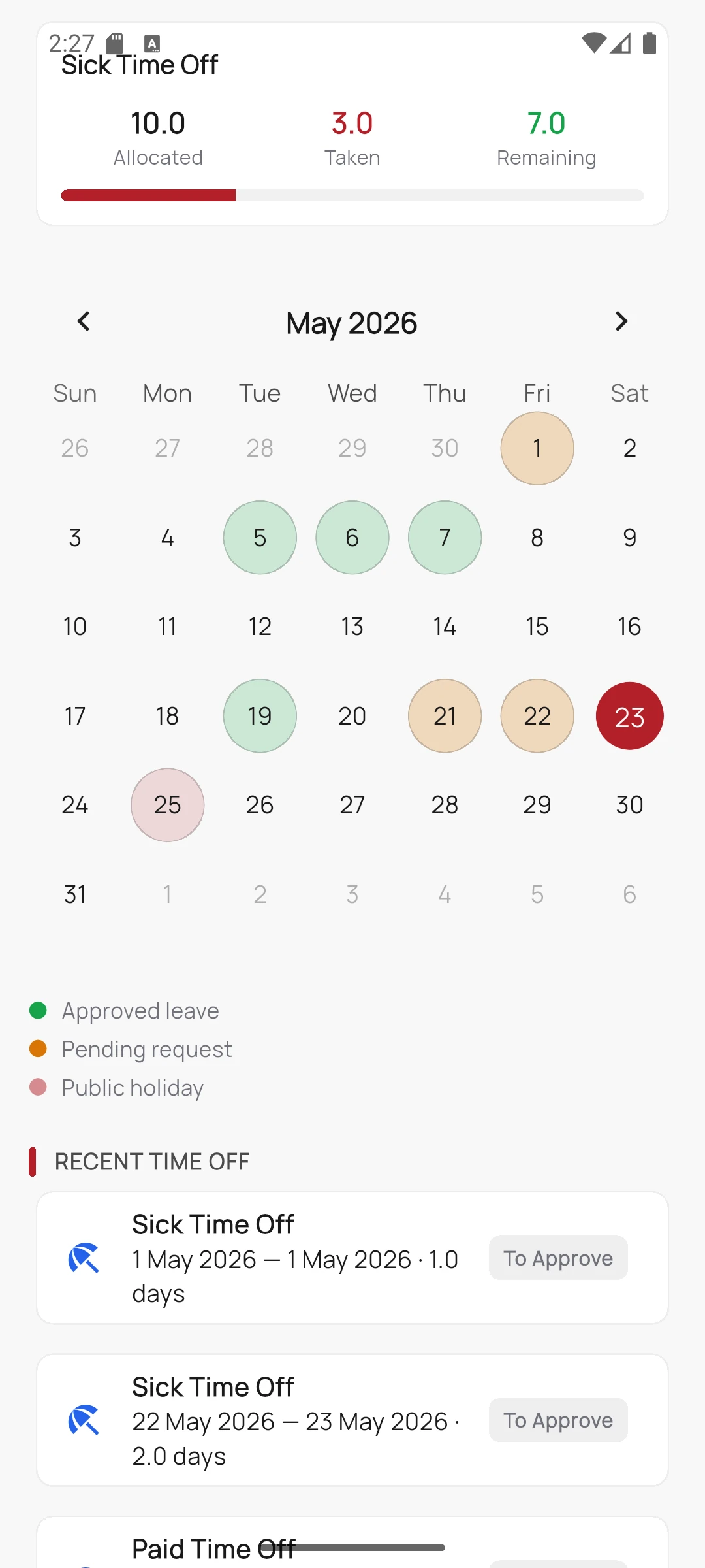 HRMS Mobile screen 29